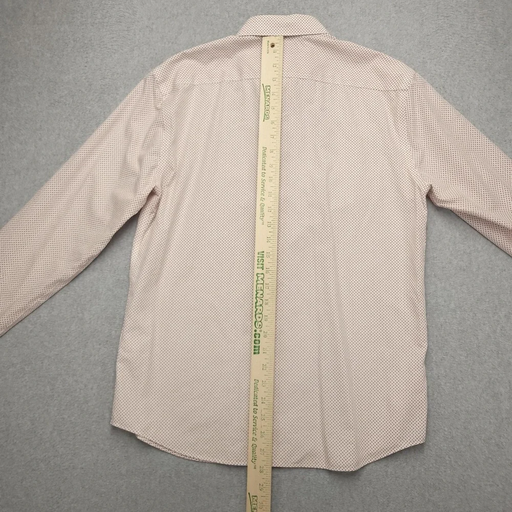Banana Republic Dress Shirt Mens 15.5 33/34 White Geometric Regular Fit Non Iron